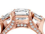 Rose gold Asscher Cut Diamond Three-Stone Ring with Channel Set Band and Four-Prong Setting_68