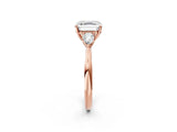 Rose gold Asscher Cut Diamond Three-Stone Ring with Pear Side Stones and Four-Prong Setting_93