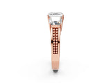 Rose gold Asscher Cut Diamond Three-Stone Ring with Prong Setting and Textured Band_29