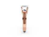 Rose gold Asscher Cut Diamond Three-Stone Ring with Prong Setting and Textured Band_5