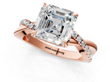 Rose gold Asscher Cut Diamond Twist Band Solitaire with Prong Setting_24