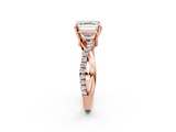 Rose gold Asscher Cut Diamond Twist Band Solitaire with Prong Setting_25
