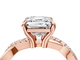 Rose gold Asscher Cut Diamond Twist Band Solitaire with Prong Setting_27