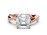Rose gold Asscher Cut Diamond Twisted Band Engagement Ring with Prong Setting_3