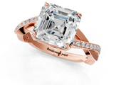 Rose gold Asscher Cut Diamond Twisted Band Engagement Ring with Prong Setting_4