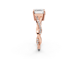 Rose gold Asscher Cut Diamond Twisted Band Engagement Ring with Prong Setting_5