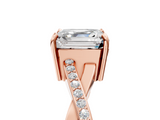 Rose gold Asscher Cut Diamond Twisted Band Engagement Ring with Prong Setting_8