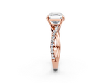 Rose gold Asscher Cut Diamond Twisted Band with Pavé Setting and Four-Prong Setting_24