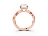 Rose gold Asscher Cut Diamond Twisted Band with Pavé Setting and Four-Prong Setting_25
