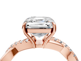 Rose gold Asscher Cut Diamond Twisted Band with Pavé Setting and Four-Prong Setting_26