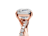 Rose gold Asscher Cut Diamond Twisted Band with Pavé Setting and Four-Prong Setting_27