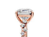 Rose gold Asscher Cut Diamond Vine Band with Four-Prong Setting_11