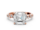 Rose gold Asscher Cut Diamond Vine Band with Four-Prong Setting_6