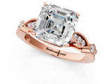 Rose gold Asscher Cut Diamond with Milgrain Marquise and Bezel Accents on a Solitaire Band with Prong Setting_25
