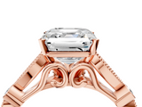 Rose gold Asscher Cut Diamond with Milgrain Marquise and Bezel Accents on a Solitaire Band with Prong Setting_28