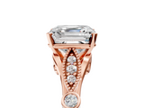 Rose gold Asscher Cut Diamond with Milgrain Marquise and Bezel Accents on a Solitaire Band with Prong Setting_29