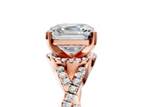 Rose gold Asscher Cut Diamond with Moissanite side stone Halo Twist Band Solitaire Prong Setting Ring_41