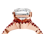 Rose gold Asscher Cut Diamond with Ruby side stone Halo Twist Band Solitaire Prong Setting Ring_40