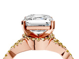 Rose gold Asscher Cut Diamond with Yellow Sapphire side stone Halo Twist Band Solitaire Prong Setting Ring_40