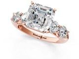Rose gold Asscher Cut Five-Stone Prong Set Diamond Ring with Classic Band_36