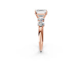 Rose gold Asscher Cut Five-Stone Prong Set Diamond Ring with Classic Band_37