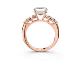 Rose gold Asscher Cut Five-Stone Prong Set Diamond Ring with Classic Band_38