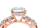 Rose gold Asscher Cut Five-Stone Prong Set Diamond Ring with Classic Band_39