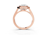 Rose gold Asscher Cut Halo Bezel Diamond Pave Band Ring_12