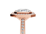 Rose gold Asscher Cut Halo Bezel Diamond Pave Band Ring_14