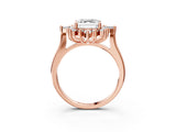 Rose gold Asscher Cut Halo Diamond Cluster Ring with Marquise and Round Stones on a White Gold Band with Prong Setting_30