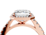 Rose gold Asscher Cut Halo Diamond Engagement Ring with Pave Band and Four-Prong Setting_27