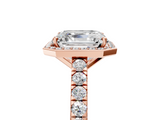 Rose gold Asscher Cut Halo Diamond Engagement Ring with Pave Band and Four-Prong Setting_28