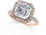 Rose gold Asscher Cut Halo Diamond Engagement Ring with Pave Band and Four-Prong Setting_7