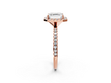Rose gold Asscher Cut Halo Diamond Engagement Ring with Pave Band and Four-Prong Setting_8