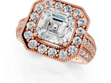 Rose gold Asscher Cut Halo Diamond Engagement Ring with Pave Split Shank and Four-Prong Setting_16