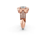 Rose gold Asscher Cut Halo Diamond Engagement Ring with Pave Split Shank and Four-Prong Setting_17