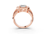 Rose gold Asscher Cut Halo Diamond Engagement Ring with Pave Split Shank and Four-Prong Setting_18
