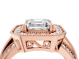 Rose gold Asscher Cut Halo Diamond Engagement Ring with Pave Split Shank and Four-Prong Setting_19