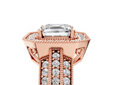 Rose gold Asscher Cut Halo Diamond Engagement Ring with Pave Split Shank and Four-Prong Setting_20
