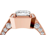 Rose gold Asscher Cut Halo Diamond Engagement Ring with Split Shank Band and Four-Prong Setting_7
