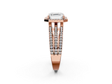 Rose gold Asscher Cut Halo Diamond Engagement Ring with Split Shank and Four-Prong Setting_59
