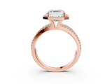 Rose gold Asscher Cut Halo Diamond Engagement Ring with Split Shank and Four-Prong Setting_60