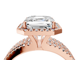 Rose gold Asscher Cut Halo Diamond Engagement Ring with Split Shank and Four-Prong Setting_61