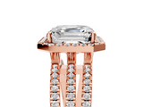 Rose gold Asscher Cut Halo Diamond Engagement Ring with Split Shank and Four-Prong Setting_62
