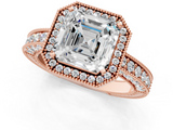 Rose gold Asscher Cut Halo Diamond Pave Band Ring with Four-Prong Setting_7