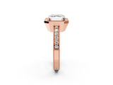 Rose gold Asscher Cut Halo Diamond Pave Band Ring with Four-Prong Setting_8