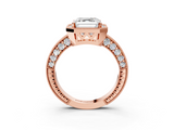 Rose gold Asscher Cut Halo Diamond Pave Band Ring with Four-Prong Setting_9