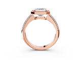 Rose gold Asscher Cut Halo Diamond Pave Band with Four-Prong Setting_26