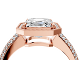 Rose gold Asscher Cut Halo Diamond Pave Band with Four-Prong Setting_27