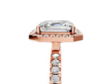 Rose gold Asscher Cut Halo Diamond Pave Band with Prong Setting_8